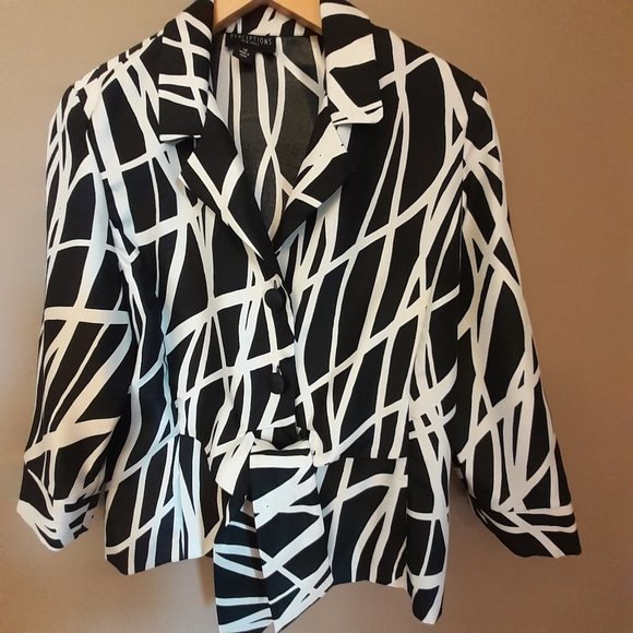 Perceptions New York Black & Ivory 3/4 sleeve blouse Size 12 - Picture 9 of 9